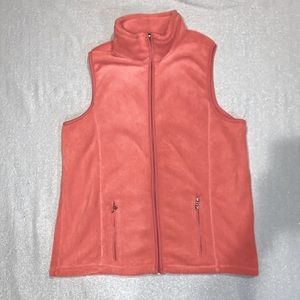 Coral fleece soft zip-front vest with pockets XL.